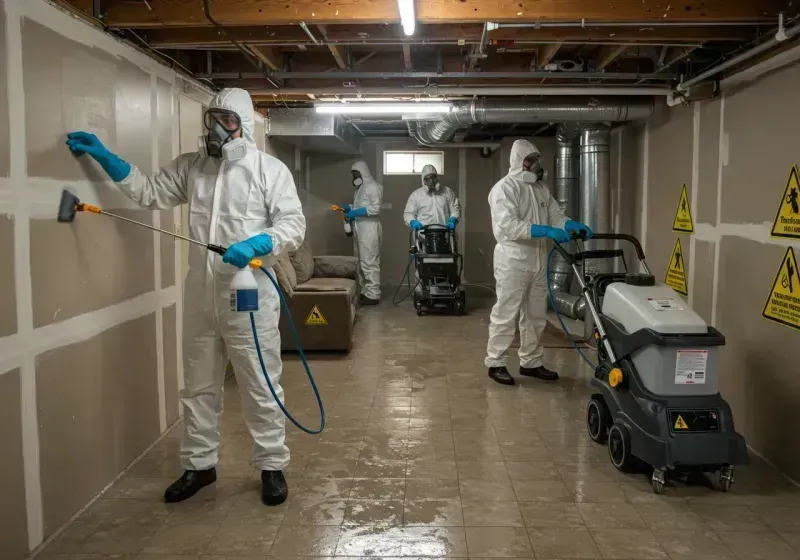 Basement Moisture Removal and Structural Drying process in Tedder, FL